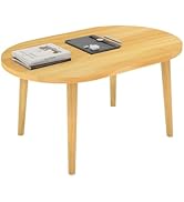Funecy Coffee Table Low Table with Solid Wood Sturdy Legs, Floor Table Desk for Sitting on The Fl...