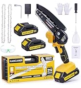 Mini Chainsaw Cordless 6 Inch, Hancaner Chain Saws Battery Powered with Security Lock [Seniors Fr...