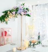 Set of 2 Luxurious Crystal Flower Stand Wedding Centerpieces on Floor Tall Metal Flower Arrangeme...