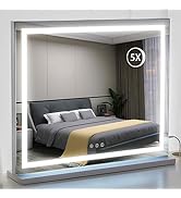 HIEEY Lighted Makeup Mirror, 22.8" x 18.1"Vanity Mirror with Lights, Three Color Lighting Modes, ...