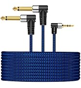 LDKCOK 3.5mm 1/8" TRS to Dual 6.35mm 1/4" TS Mono Stereo Y-Cable Splitter Cord Cable 3ft, Compati...