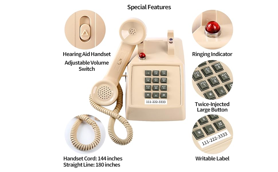 Retro Analog Landline Telephone with Powerful Features Beige