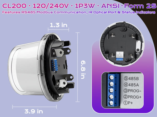 kwh meter submeter ansi 2s plugin bidirectional modbus pulse solidstate rental billing rv garage