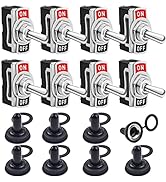 COROTC Toggle Switch, 8 Pack SPST 2 Pin Waterproof Toggle Witch 12V 20A, Heavy Duty ON Off Switch...