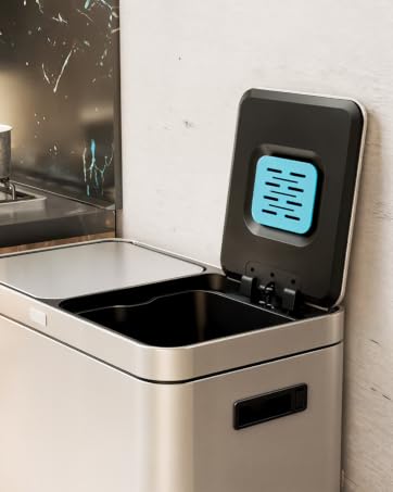 dual compartment trash can with odor protection