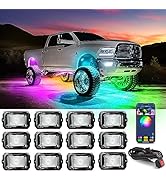 MICTUNING C2 Max RGB+IC Chasing Color LED Rock Lights - 12 Pods Underglow Lighting Kit, Dynamic L...