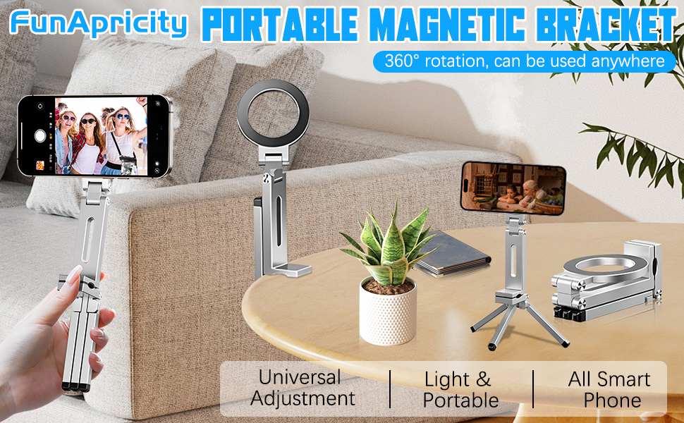 Magnetic Foldable Phone Holder, Any Adjustment, Can Be Used Anywhere