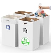 CINNIE&amp;JHIN 30 Gallon Corrugated Cardboard Disposable Trash Cans with Built-in Handles, Heavy Dut...