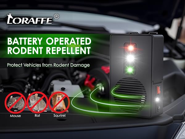 loraffe battery operated under hood rodent repellent Protect Your Vehicle from Rodent Damage