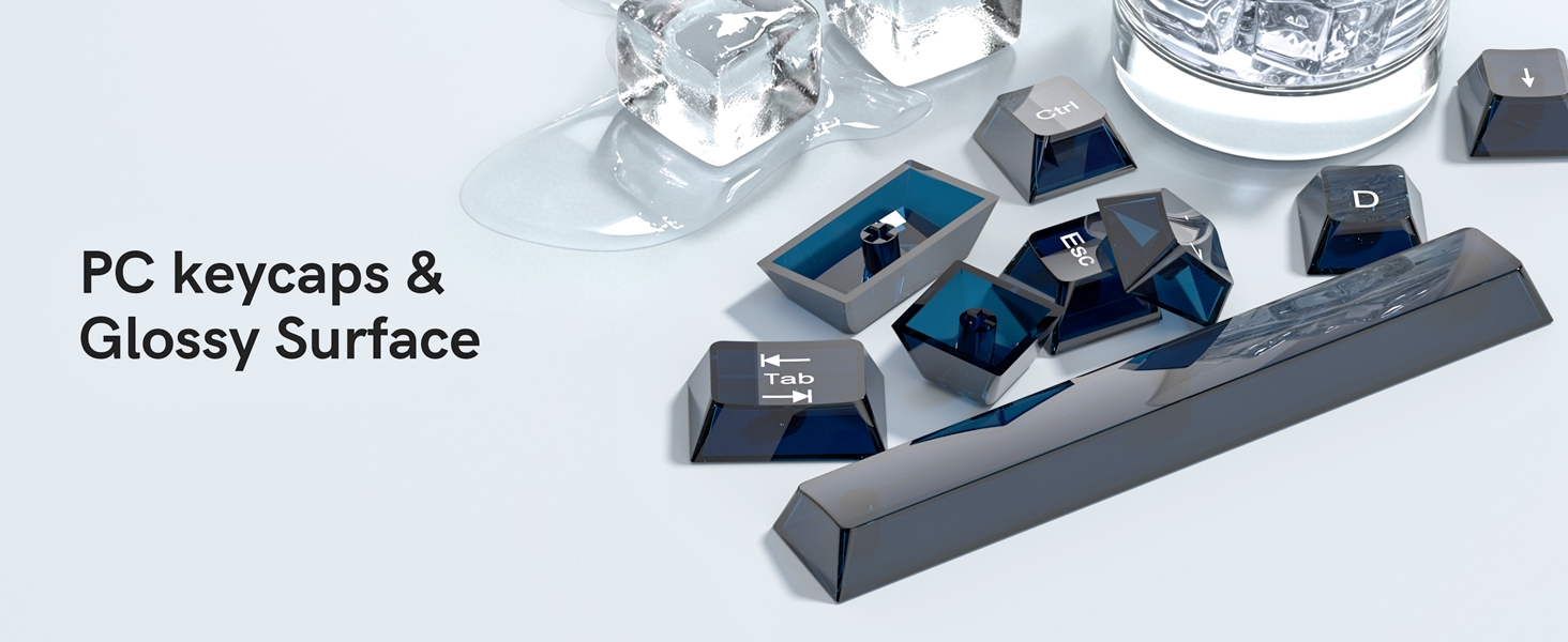 Dark Blue Clear Keyboard keycaps,Transparent keycaps,Crystal Jelly Key Cap Set,Shine Through Key cap