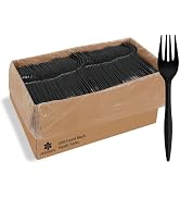 [1000 Pack] Disposable Plastic Forks-Party Dimensions Bulk Black Disposable Silverware Plastic Cu...