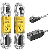 2 Prong Extension Cord, 12 ft Barided Flat Indoor Extension Cord with 3-Outlet, Flat Plug, Slide ...