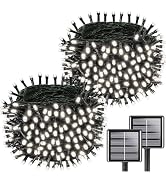 Upgrade 2Pack 200LED Solar String Lights for Outside, 66FT Solar Christmas String Lights Outdoor ...