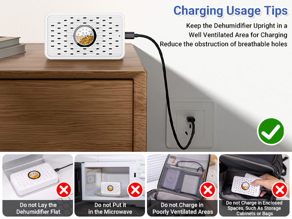 Auto Power-off USB C Rechargeable Gun Safe Dehumidifier Desiccant