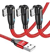 AUFU USB C Cable 6ft(3Pack-6.6ft/6.6ft/6.6ft), 180° Rotation USB to USB C Cable/3A USB C Fast Cha...