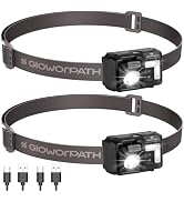 GloworPath Led Headlamp Rechargeable, Super Bright Headlight Flashlight with Red Light, Motion Se...