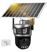 HOAYVKJ 6MP Dual Lens Solar Security Cameras, Wireless Outdoor WiFi Security Camera, 360° View Pa...