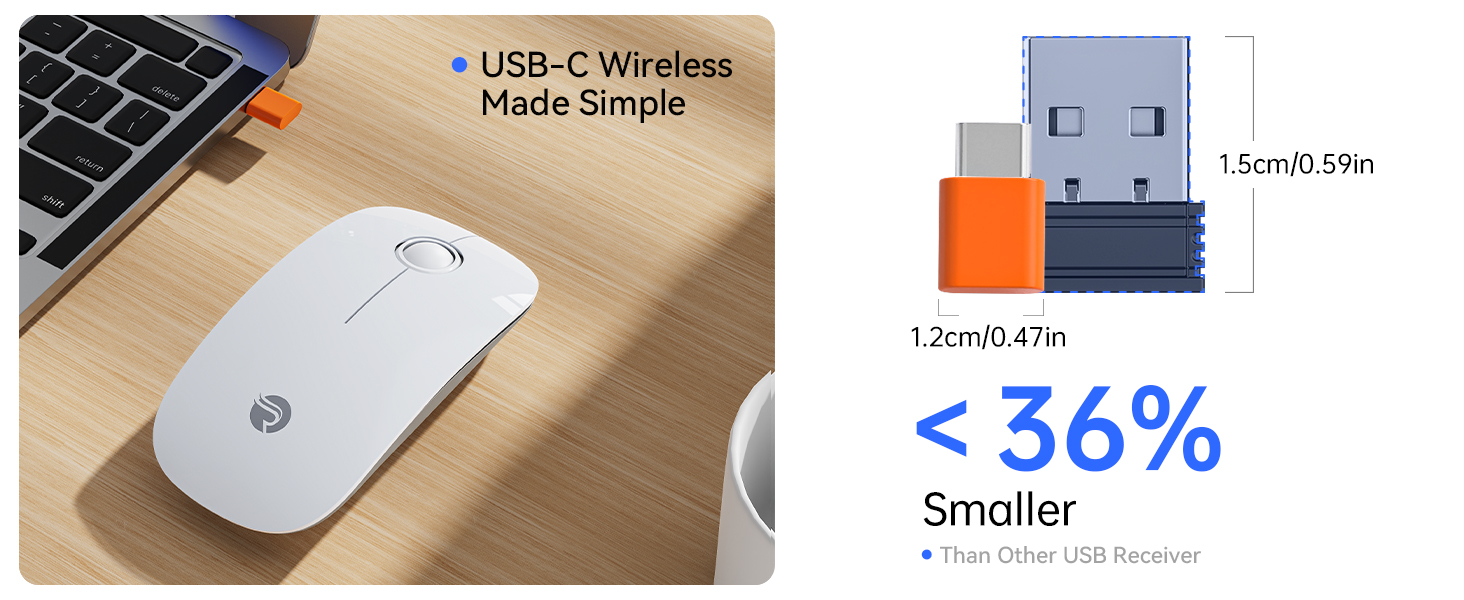 R306C USB C Wireless Mouse for Macbook, iPad, Chromebook