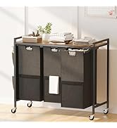 Huhote Laundry Hamper, Laundry Basket, Laundry Sorter with Top Shelf &amp; 3 Removable Washable Bags ...