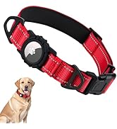 Taglory AirTag Dog Collar, Reflective Collars with Airtag Holder, Dual D-Rings, Safety Locking Bu...
