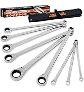 HORUSDY 9-Piece Extra Long Ratcheting Wrench Set with Tool Bag &amp; Box, Metric 8-22mm, CR-V Steel C...