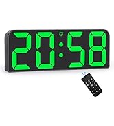 SZELAM Digital Wall Clock, 9.6” LED Digital Alarm Clock Large Display with Remote Control, 3 Inch...