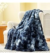 Amélie Home Heated Bubble Faux Fur Blanket Electric - 50"x60" Heating Blanket Throw 2/4/6/8 Hours...