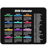 2026 Calendar Mouse Pad, Square New Year 2026 Mousepad 10.2 x 8.3 Inch, Stitched Edge Anti-Slip W...