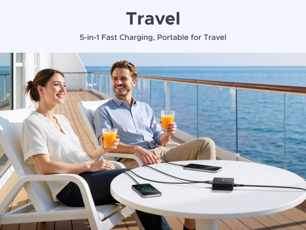Travel 5-in-1 Fast Charging,Portable for Travel