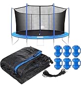 Trampoline Net Replacement with 6 PoleCaps, 12ft 14ft 15 ft Round Frame, Durable and Breathable T...