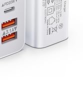 [2-Pack] USB C Wall Charger, 40W 4-Port Fast Charging Block USB C Charger Dual Port PD Power Deli...