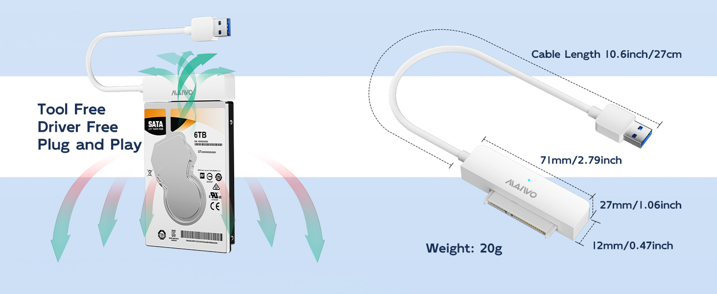 SATA to USB3.0 Adapter External Hard Drive to USB Cable Converter