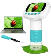 Pocket Kids Microscope for Over 3 Years Old, 1000X Handheld Microscope for Kids w/2''IPS Digital,...