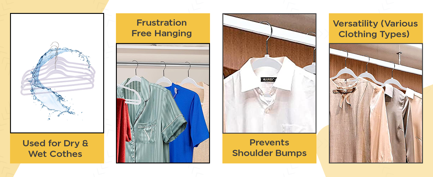 PL014 White Plastic Hangers Premium A+ Content desktop image showing White Plastic Hangers