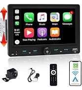 Alondy Single Din Car Radio Touchscreen (7") Compatible with Apple CarPlay [Wireless] Car Stereo ...