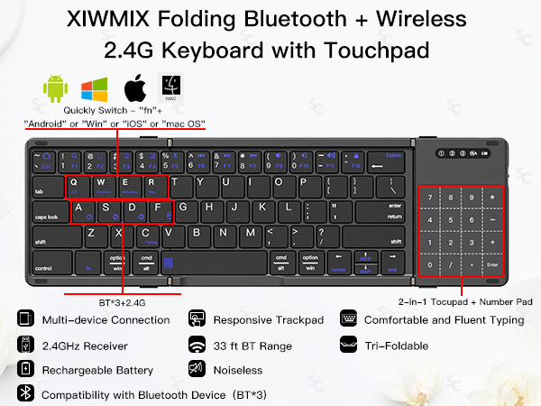 foldable keyboard with touchpad