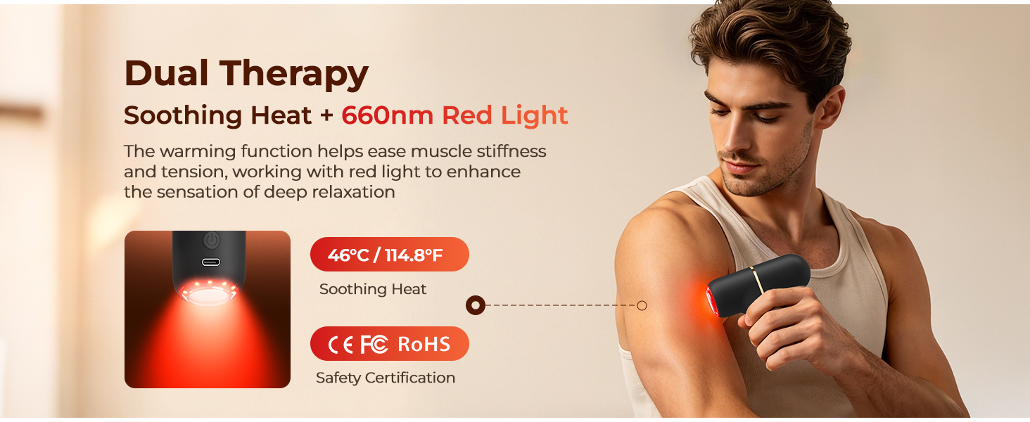 mini massage gun with 660nm heat red light therapy