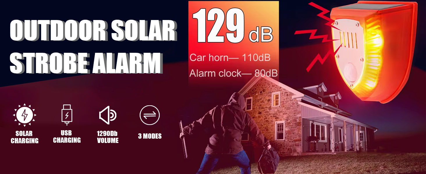 solar lights alarm outdoor solar strobe warning light motion sensor light indoor driveway alarm