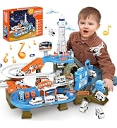 Race Tracks for Kids Ages 3-5, SMILESSKIDDO 73 PCS Space Car Tracks Toys Gifts for Boys Kids with...