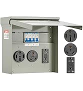 VEVOR Temporary Power Outlet Panel, Weatherproof RV Electrical Breaker Box with 20/30/50 Amp Rece...