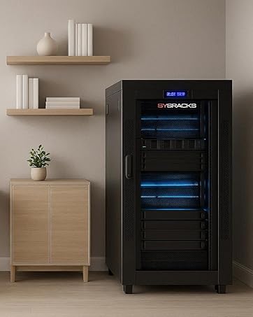 12U Wall Mount Network Cabinet, 18 Inch Deep Enclosed Server Rack with Locking Tempered Glass Door f...