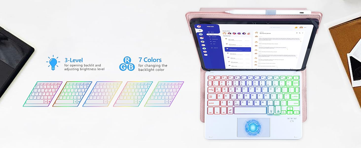 Universal Touchpad Keyboard Case for 9.7-11.0 tablet-Pink-2