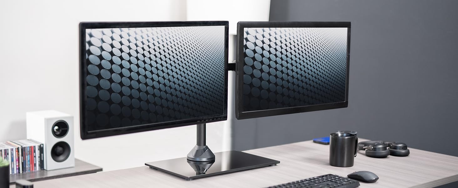 Dual Monitor Stand w/ Glass Base