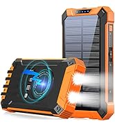 GOODaaa Power Bank Wireless Charger 36000mAh Built in 4 Cables Six Outputs 15W Fast Charging Powe...