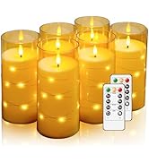 Amber Flickering Flameless Candles with Remote Timer, 6 pcs LED Battery Operated Candles with Str...