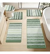 Yamaziot Bathroom Rugs Sets 5 Piece, Absorbent Microfiber Bath Mat for Bathroom, Non Slip Washabl...
