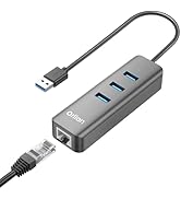 Orlian USB 3.0 Hub with RJ45 1Gbps Ethernet Port Slim Multiple Ports 4-in-1 USB Splitter for MacB...