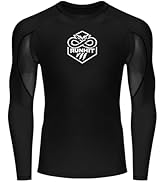 Runhit Men's BJJ Rash Guard Jiu Jitsu Compression Shirts Long Sleeve for MMA No GI Wrestling Grap...