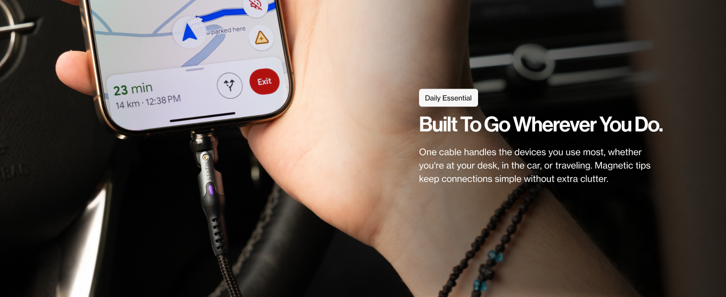 magnetic rotating tip charging cable