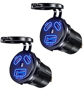 Thlevel 12V Type C USB Outlet Quick Car Charger Socket Dual Port Type C Fast Charger Socket Power...